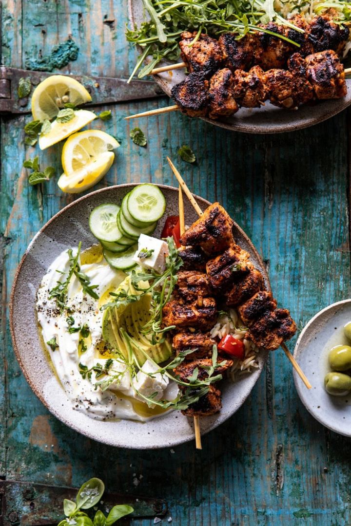 Greek Lemon Chicken Bowls & Mint Goddess Sauce