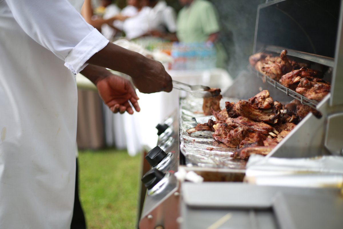 person barbecuing